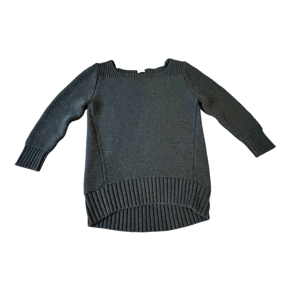 Poetry Women's Cotton Tape Knit Sweater Gray High Low Hem Chunky Knit M